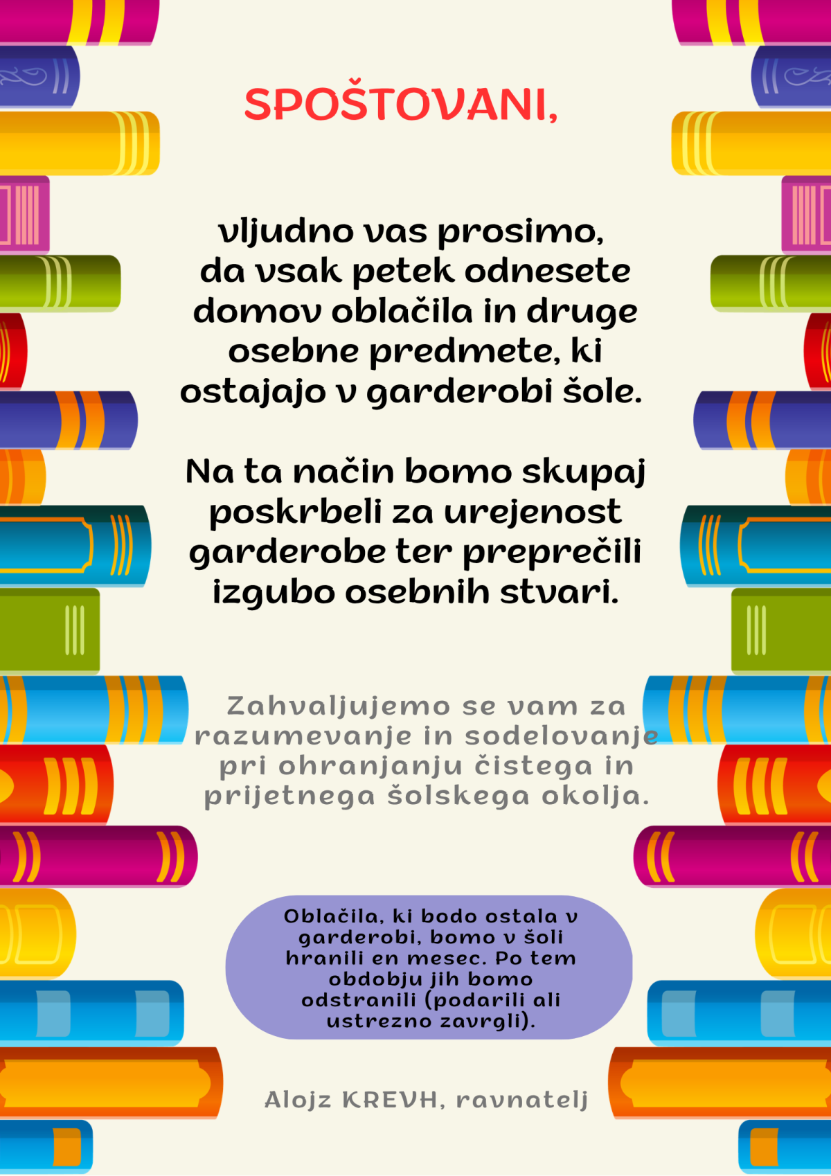 Hišni red v garderobi